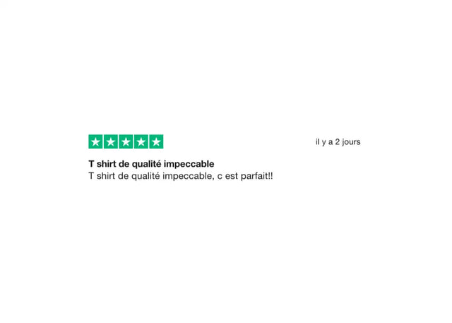 Une critique cinq étoiles pour un t-shirt de haute qualité.