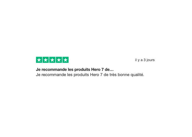 Une critique de produit avec une évaluation de 5 étoiles et un commentaire positif.